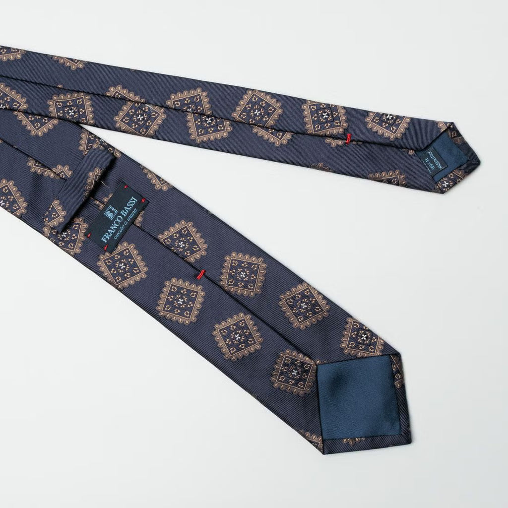 The Veneziano — Navy Medallion Silk Tie