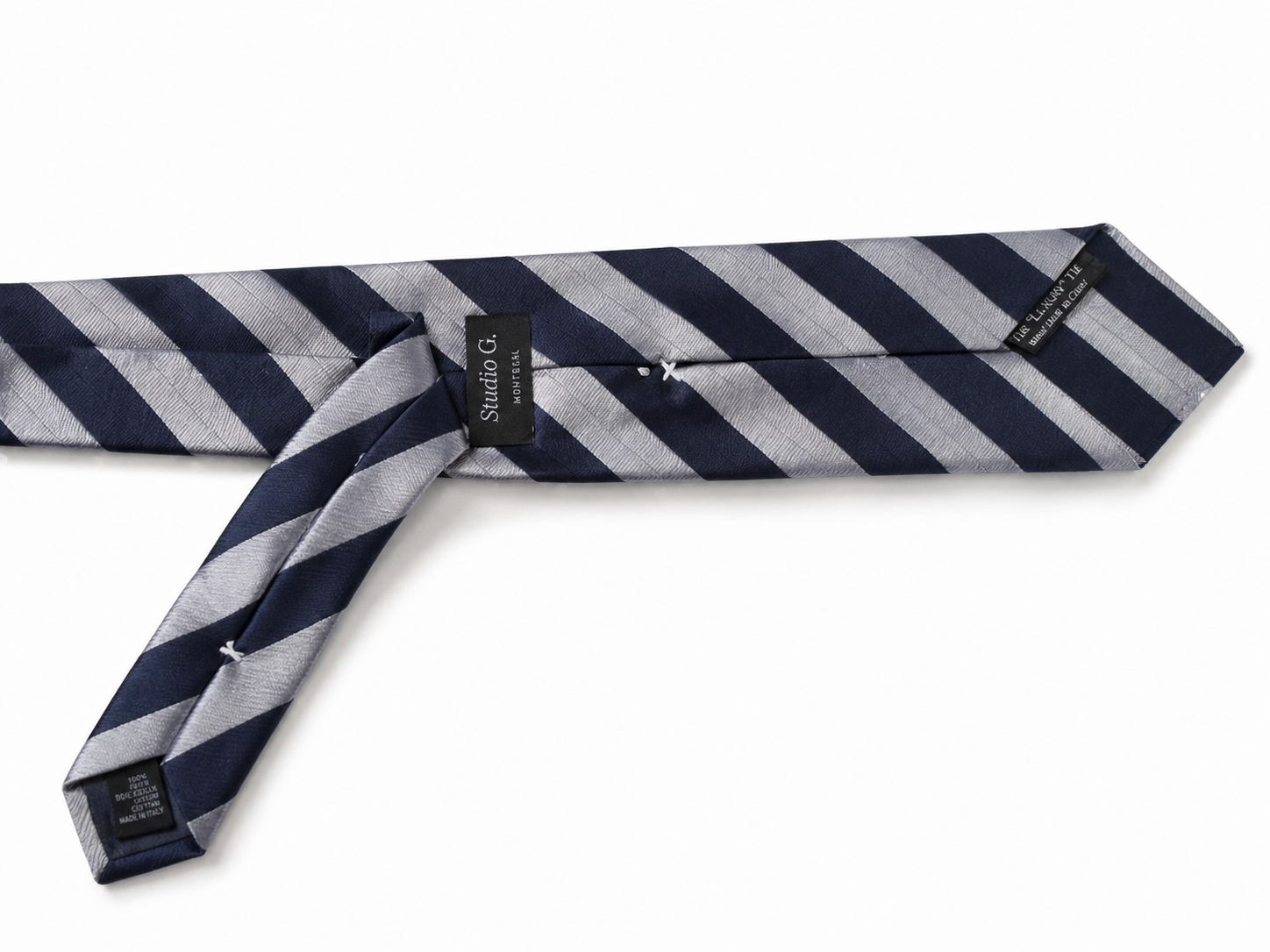 THE SAVOIA — Navy & Silver Regimental Silk Tie