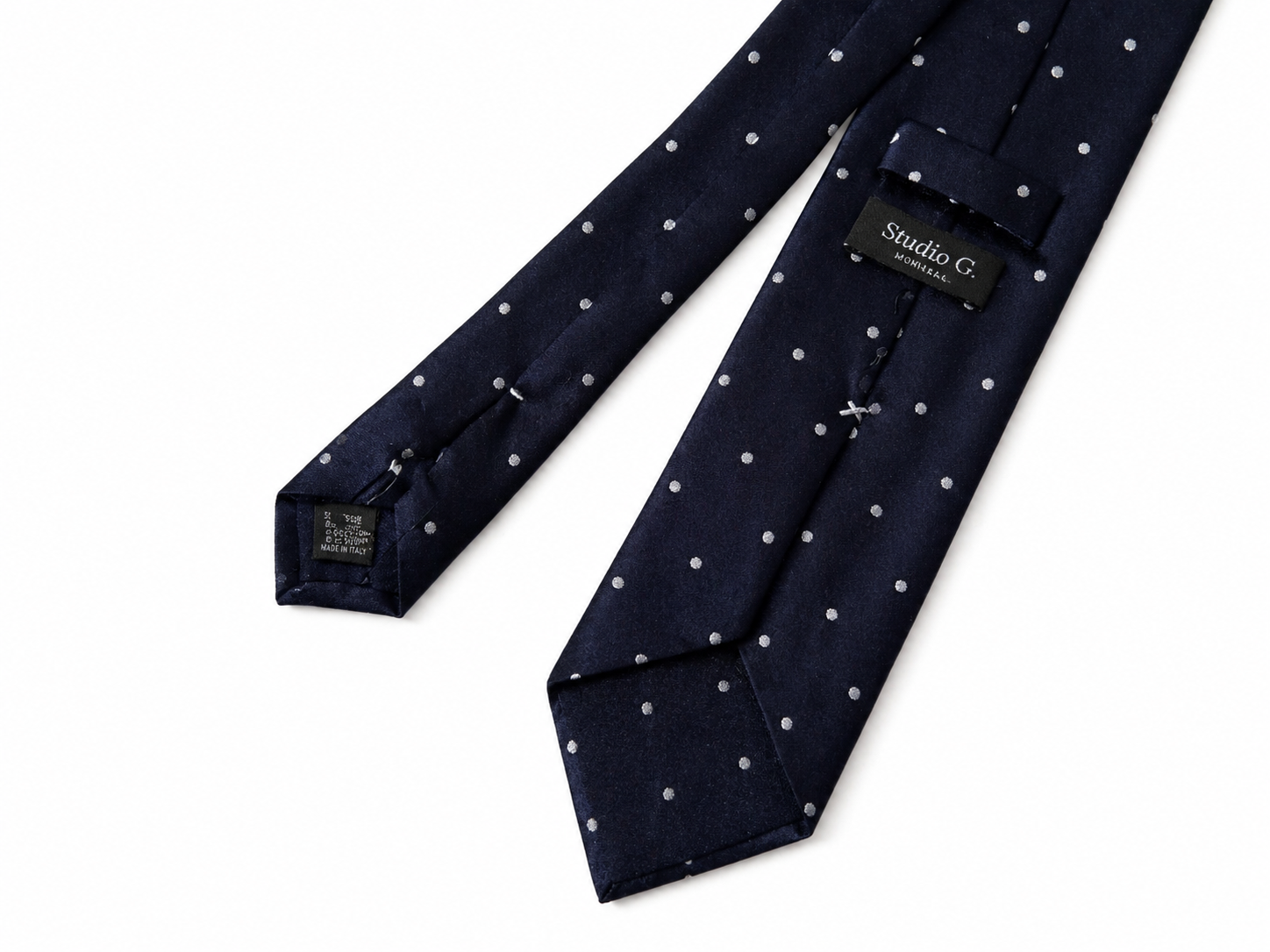 THE PUNTINO — Navy Silk Polka Dot Tie
