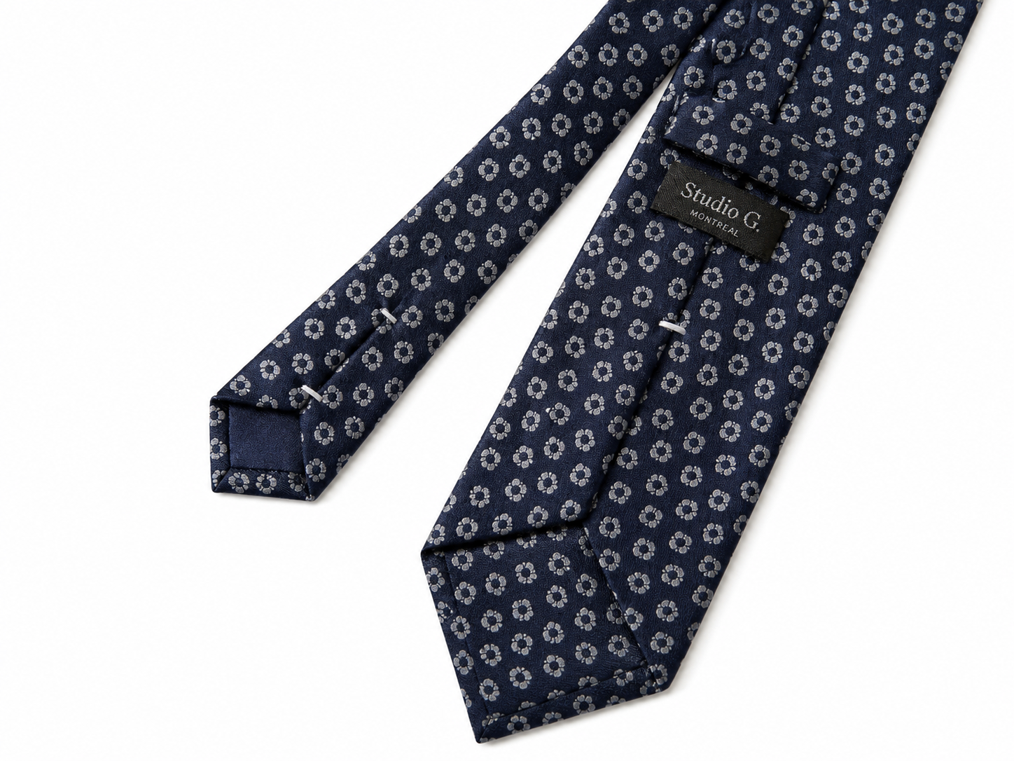 THE VENEZIANO — Navy Floral Ring Silk Tie