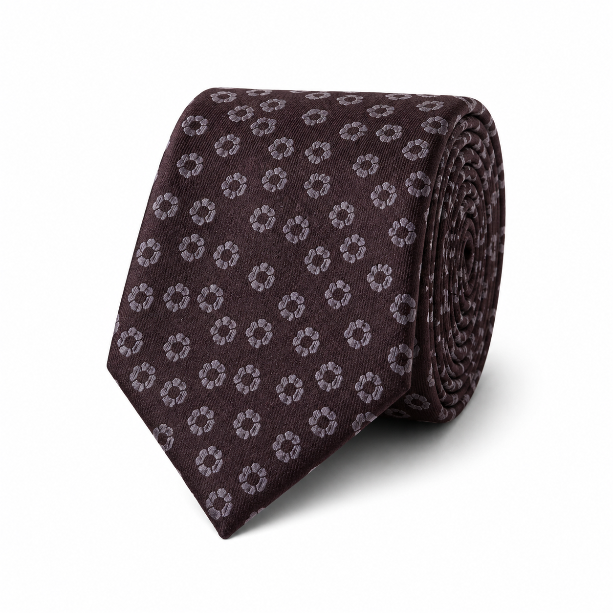 THE BORGOGNA — Burgundy Floral Ring Silk Tie