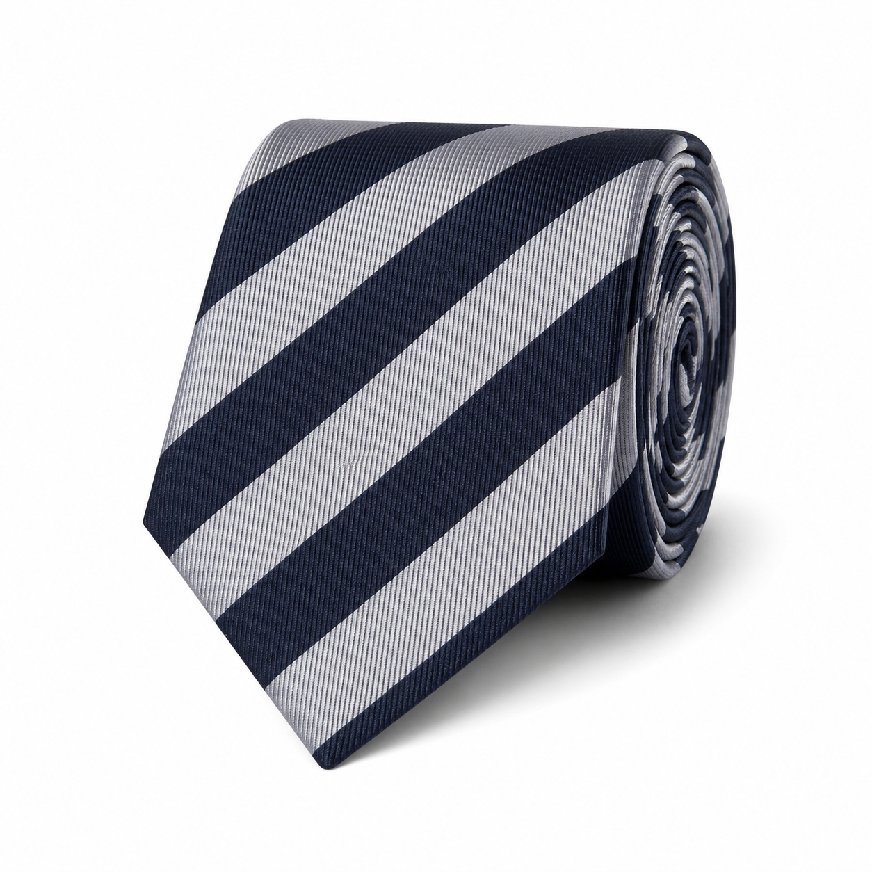 THE SAVOIA — Navy & Silver Regimental Silk Tie