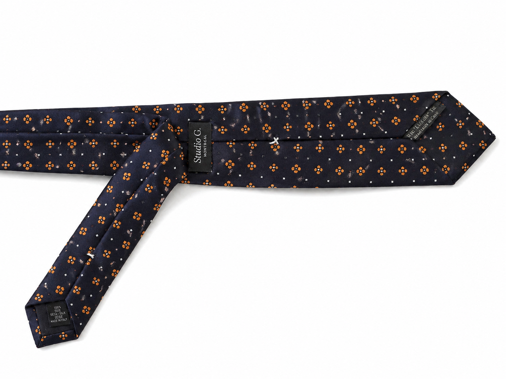 THE MEDICEO — Navy Silk Floral & Dot Tie