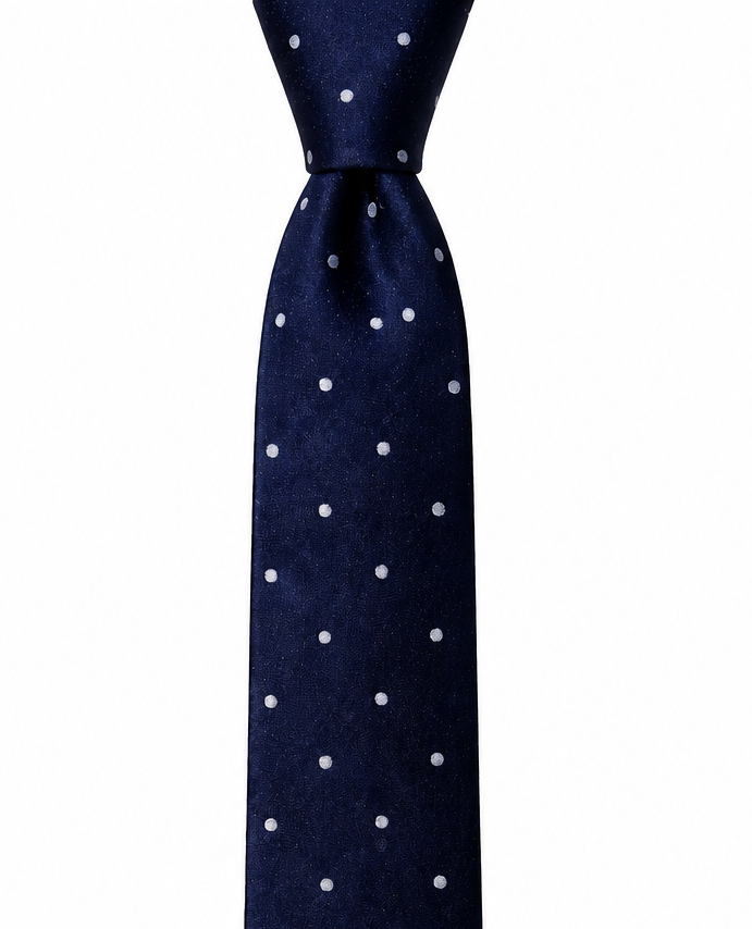 THE PUNTINO — Navy Silk Polka Dot Tie