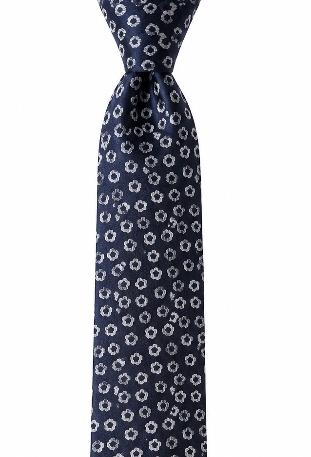 THE VENEZIANO — Navy Floral Ring Silk Tie