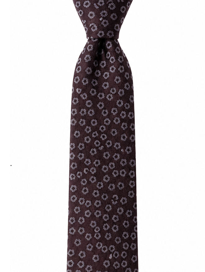THE BORGOGNA — Burgundy Floral Ring Silk Tie