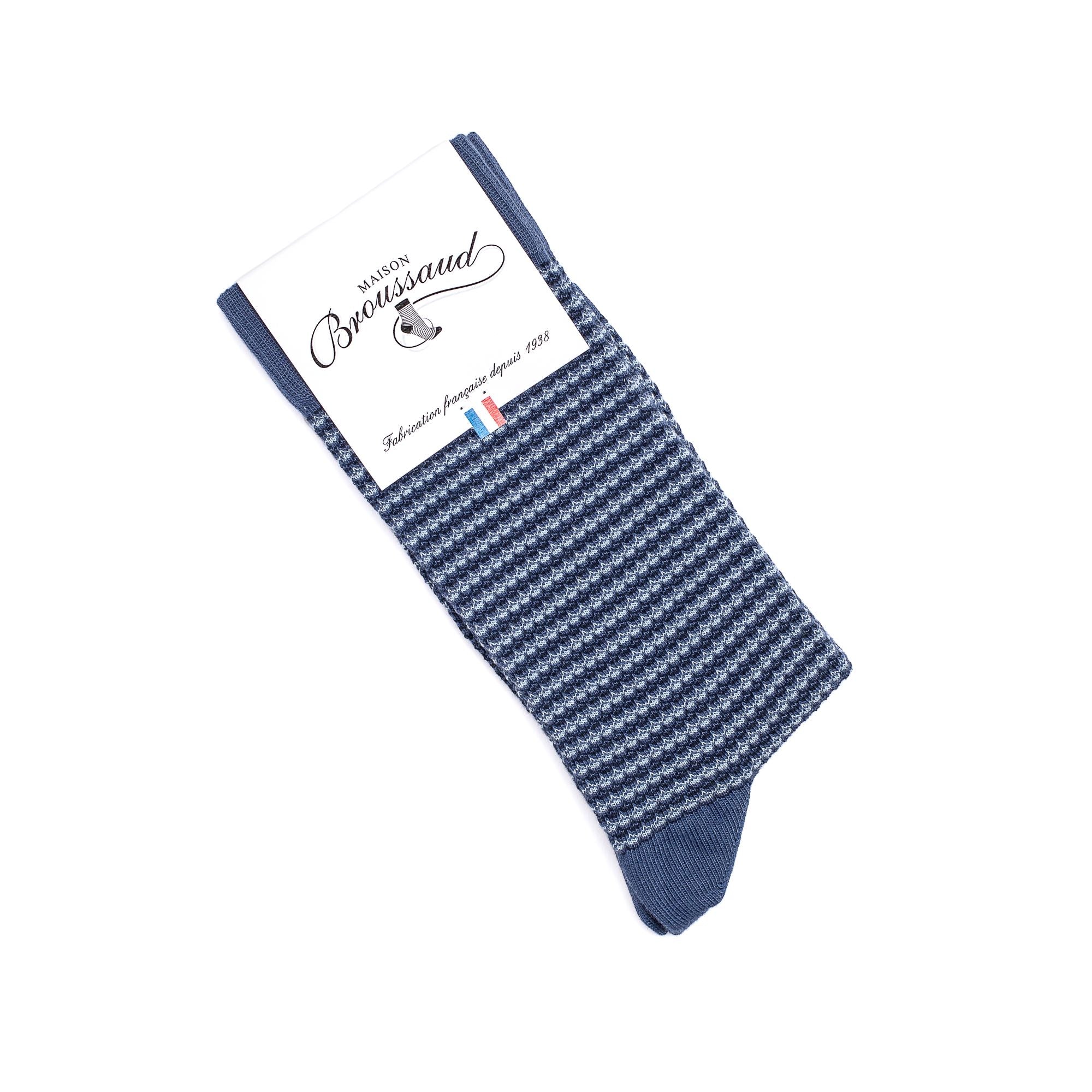 MAISON BROUSSAUD SOCKS - BLUE FANCY KNIT - 43/46