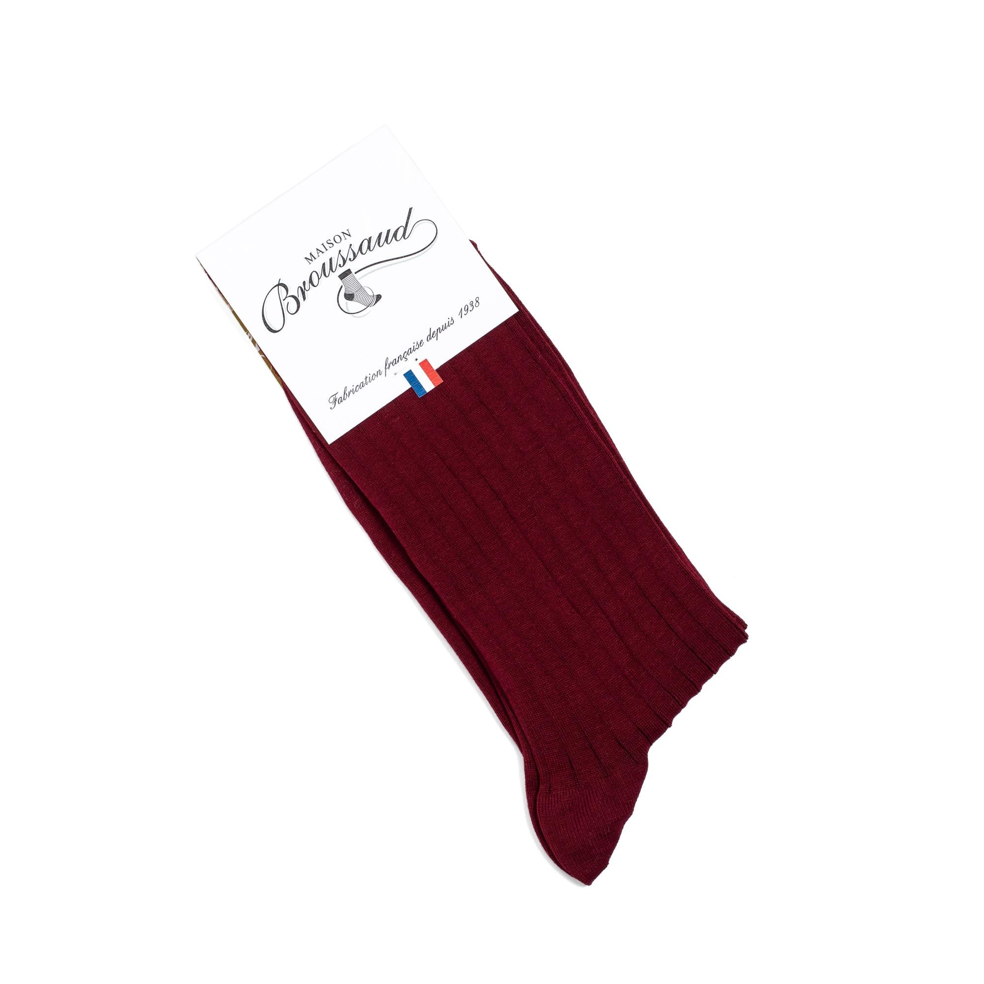 MAISON BROUSSAUD SOCKS - BURGUNDY LISLE COTTON - 43/46