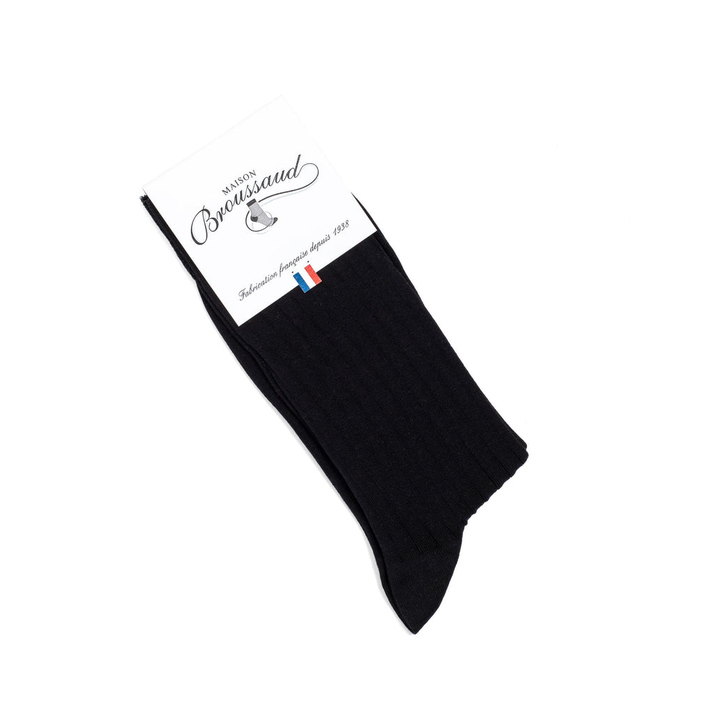MAISON BROUSSAUD SOCKS - BLACK LISLE COTTON - 43/46