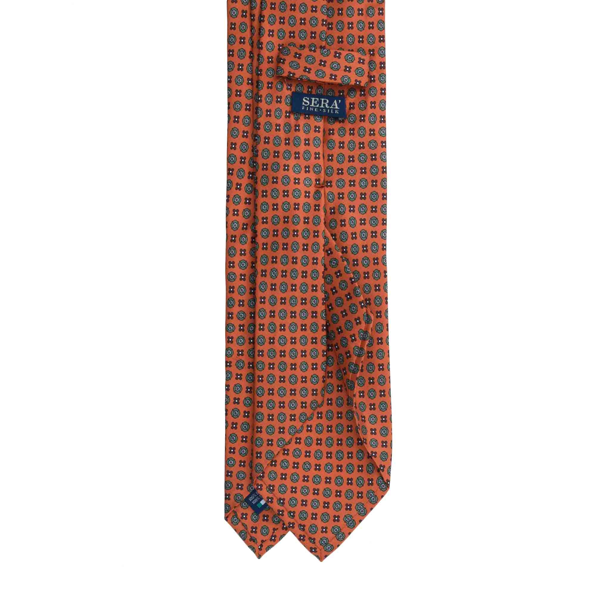 Italian Silk Orange Tie Micro Oval Pattern