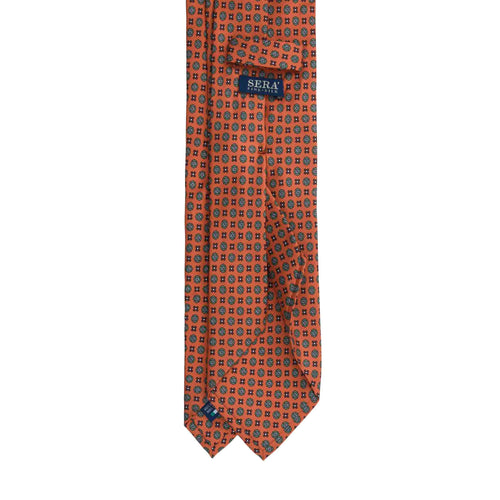 Italian Silk Orange Tie Micro Oval Pattern