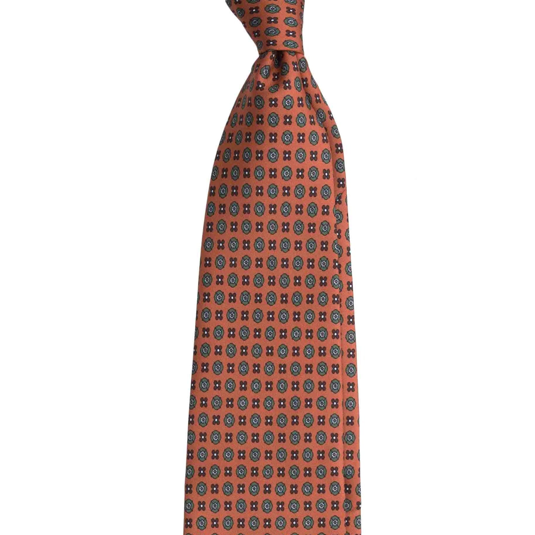 Italian Silk Orange Tie Micro Oval Pattern