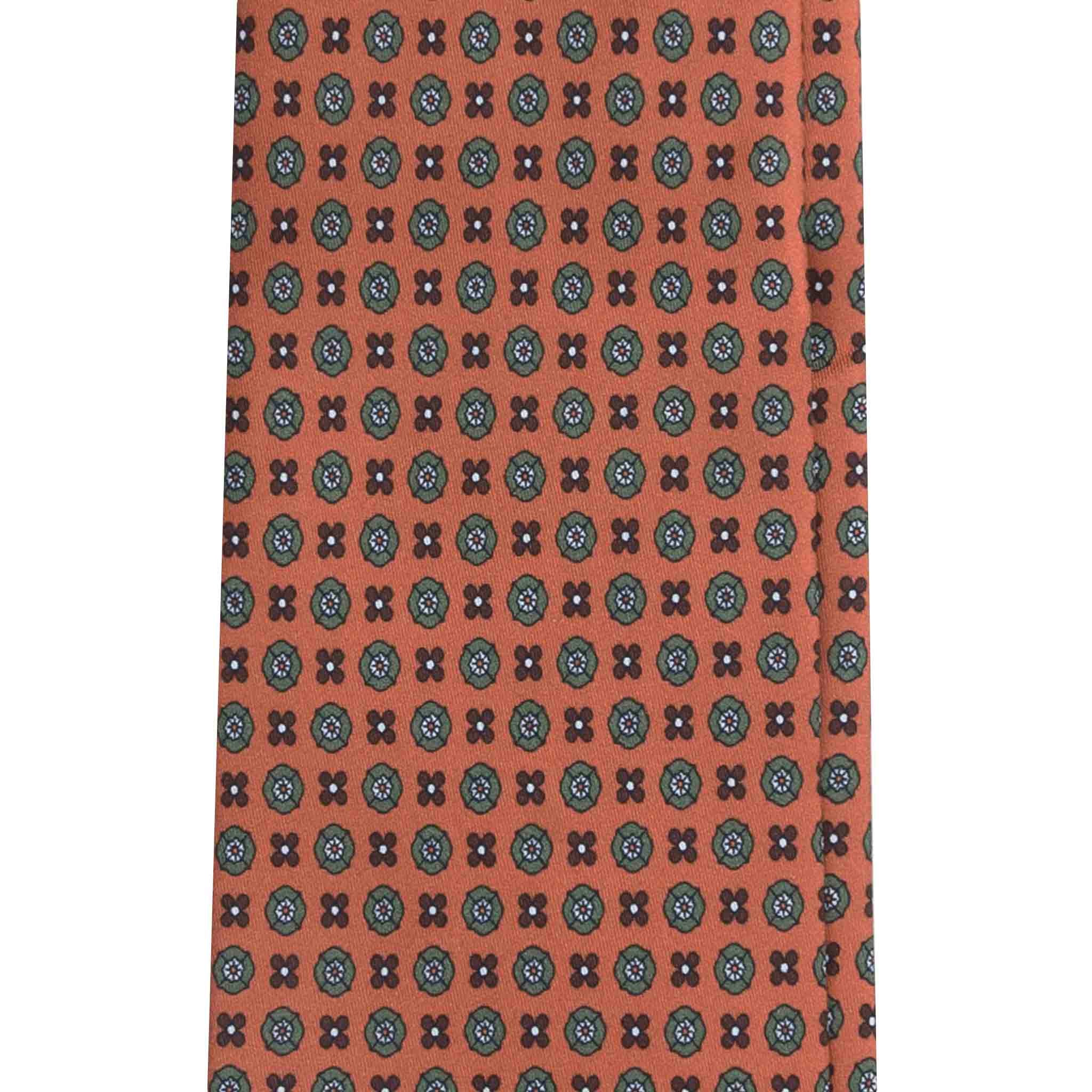 Italian Silk Orange Tie Micro Oval Pattern