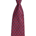 Silk Tie Burgundy with blue geometric pattern