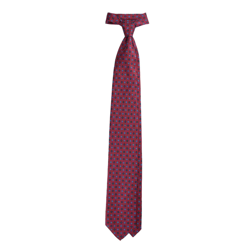 Silk Tie Burgundy with blue geometric pattern
