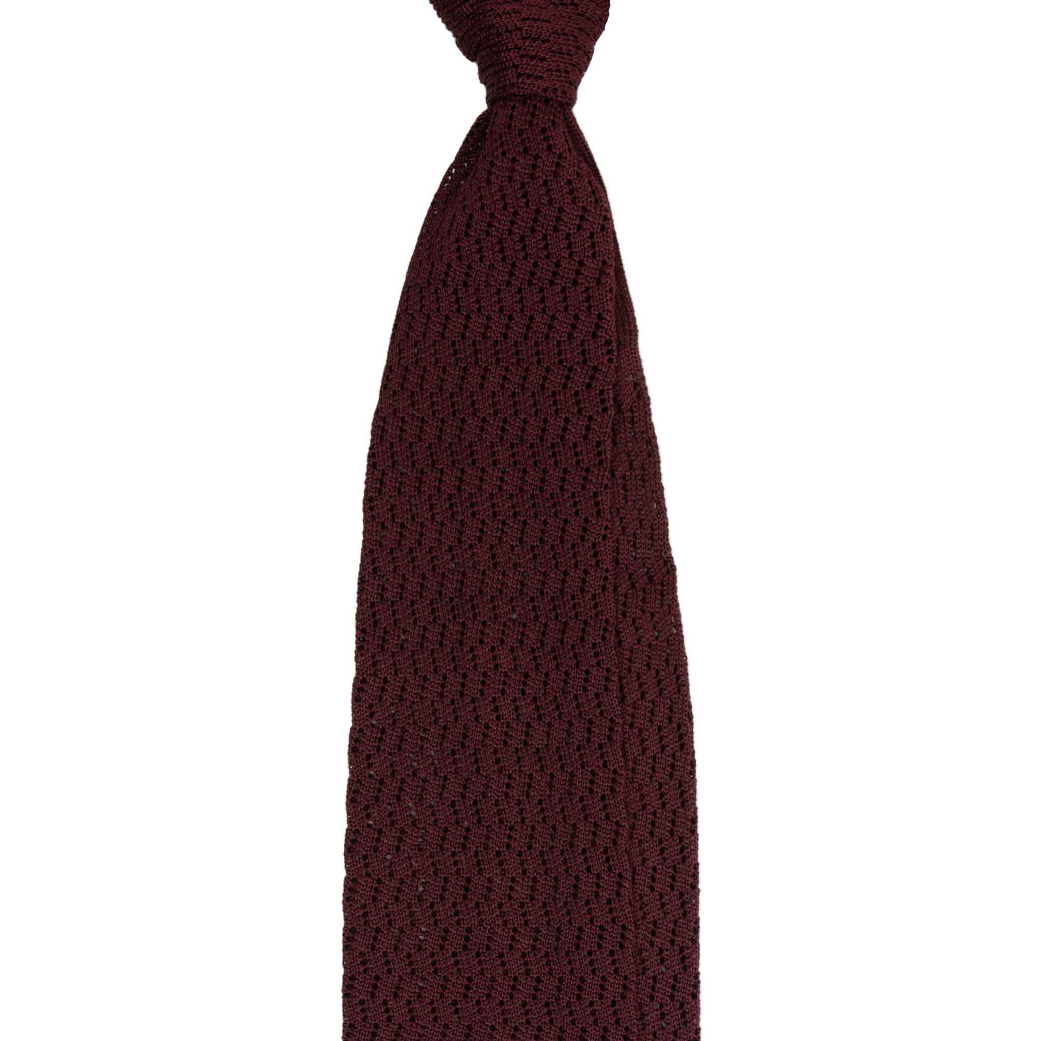 Tie Burgundy Zig Zag V Point knitted tie