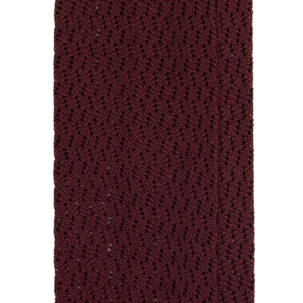 Tie Burgundy Zig Zag V Point knitted tie