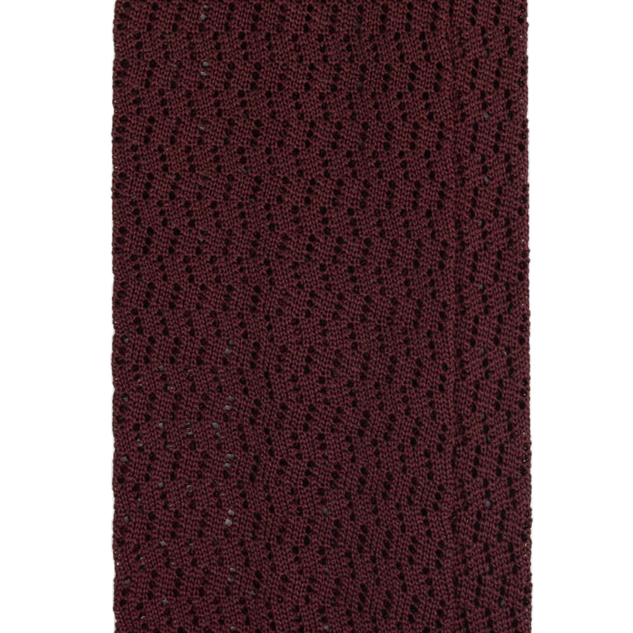 Tie Burgundy Zig Zag V Point knitted tie