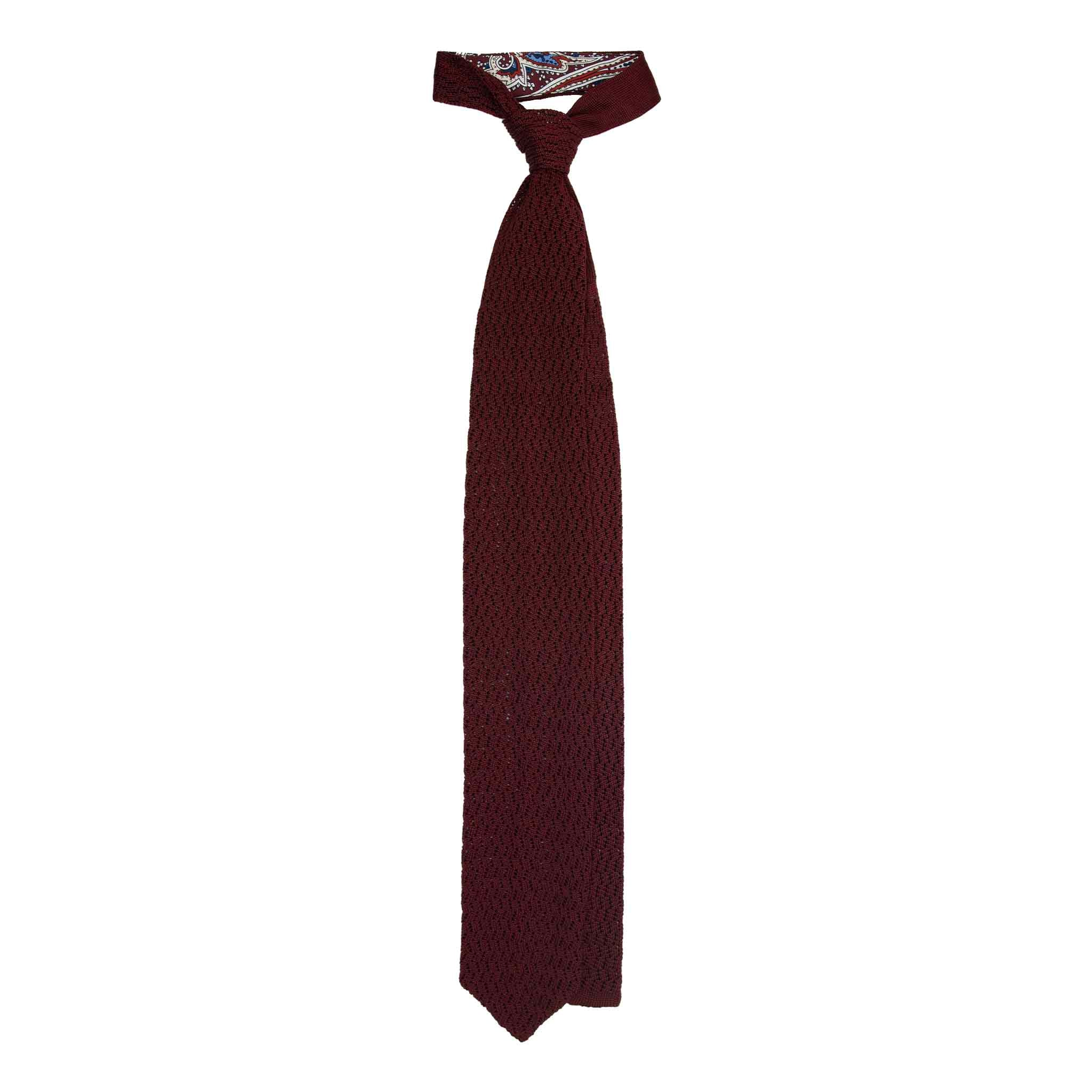 Tie Burgundy Zig Zag V Point knitted tie