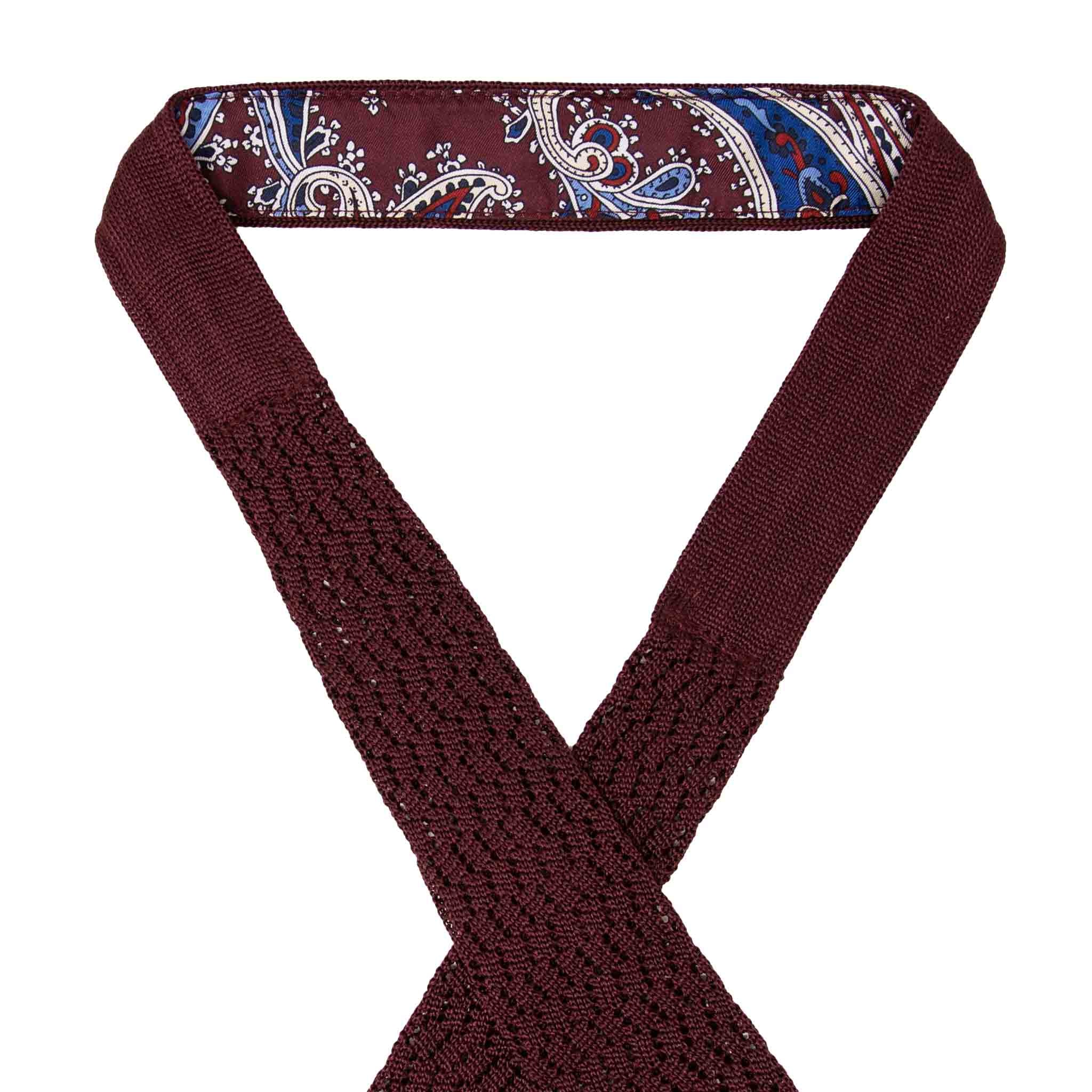Tie Burgundy Zig Zag V Point knitted tie
