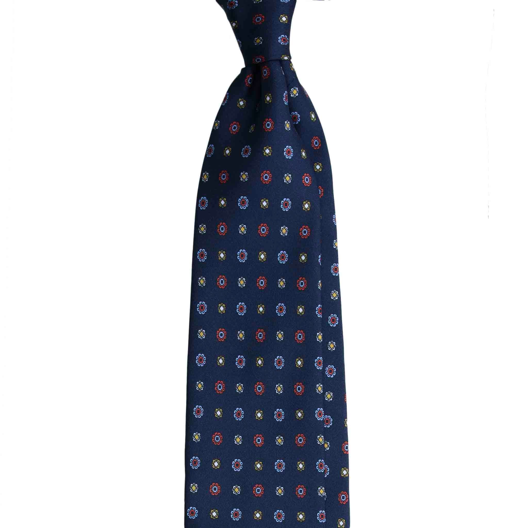 Silk Blue Tie with Yellow rounds
